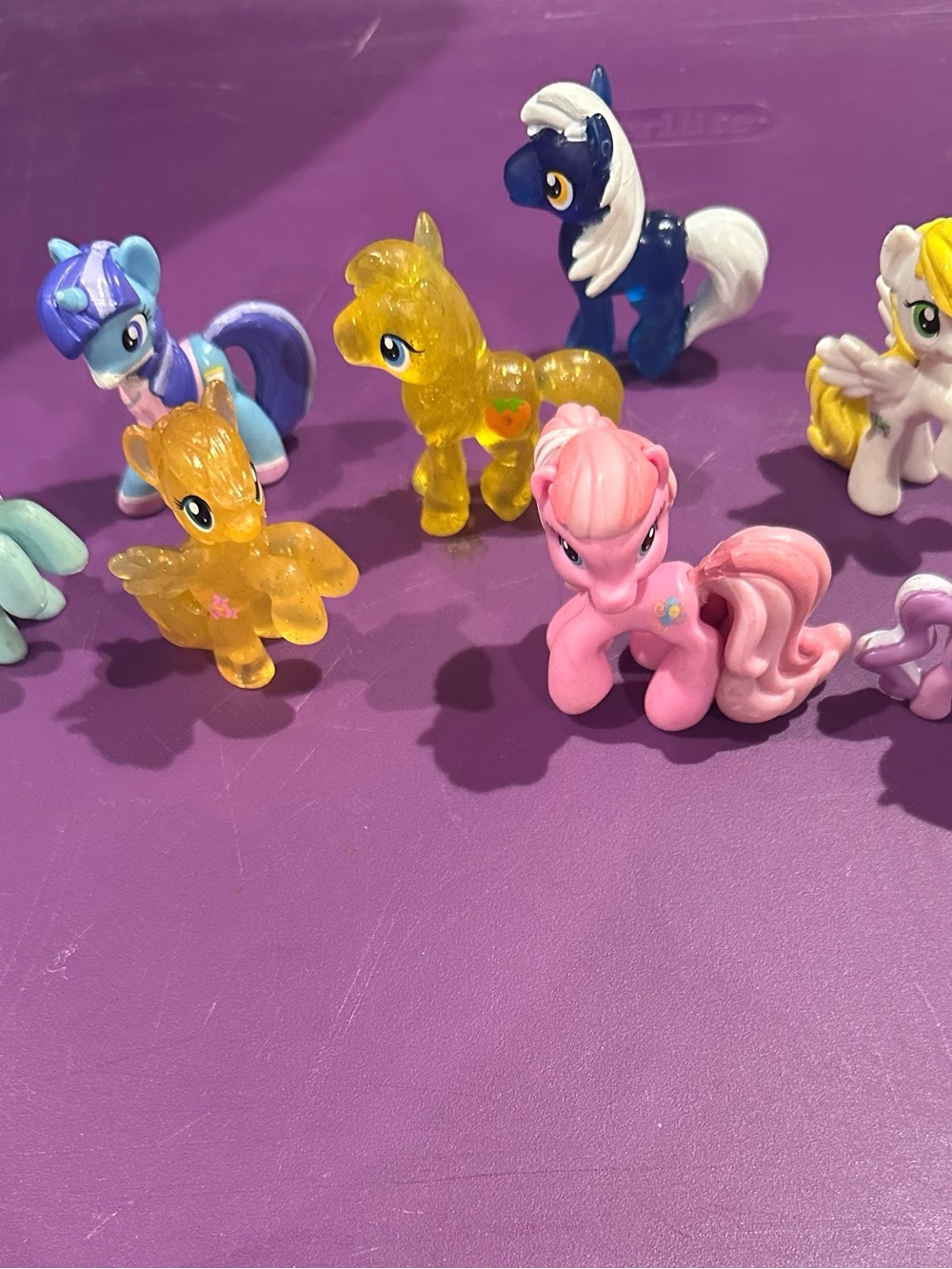 Hasbro Pink and Yellow Glitter Pony Figurine Duo